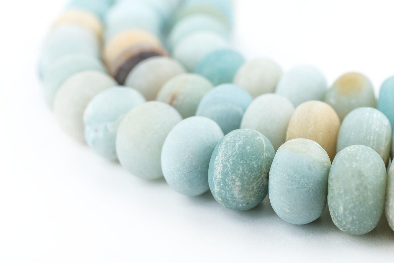The Bead Chest Rondelle Amazonite Stone Beads 6x10mm Multicolor Disk Gemstone 15-16 Inch Strand
